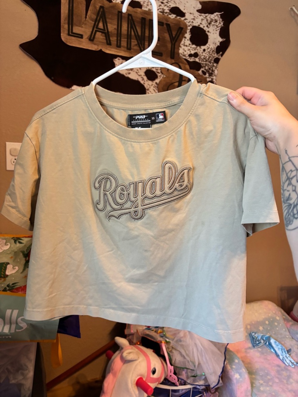 Royals Embroidered Crop Tee - Sage